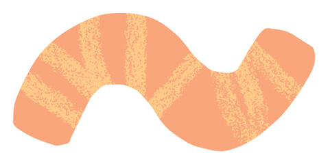 Abstract orange and yellow cut out squiggle shape isolated on white background. Bright wave shape collage vector element