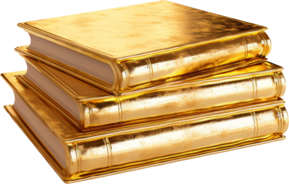book made of gold,golden book isolated on white or transparent background,transparency