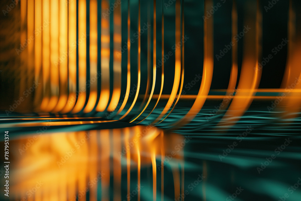 Poster Abstract background with reflections and caustics. Hi-tech. Futuristic background image. Created with Generative AI technology.