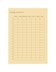 weekly Schedule. Minimalist planner template set. Vector illustration.