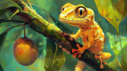 A little gecko who dreams of tasting a mango from the top of the tallest tree