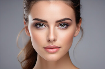 Fototapeta premium Beauty woman with face and healthy facial skin portrait