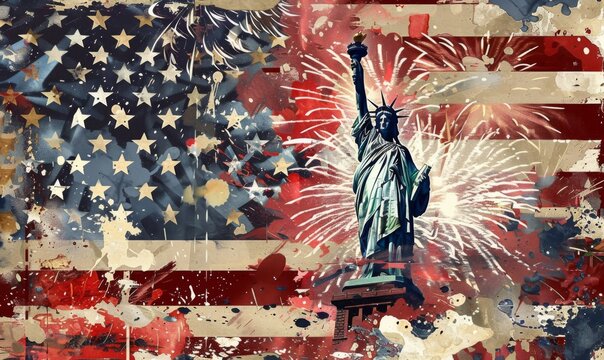 
Imagine
15m




A photo of the Statue of Liberty with an American flag in front, fireworks and smoke rising behind it, with an American flag background and American flag integrated design, using a re