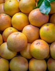 Fresh grapefruits display at market