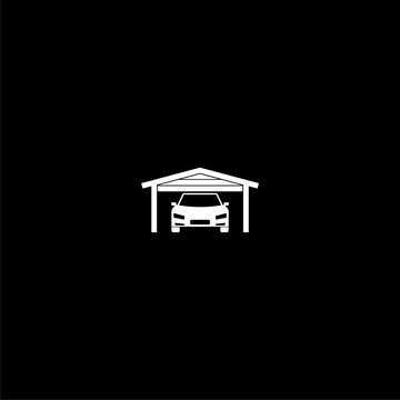 Garage car icon isolated on dark background
