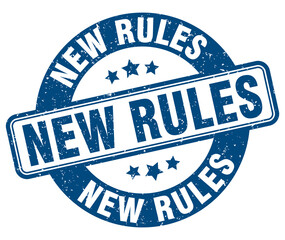 new rules stamp. new rules label. round grunge sign