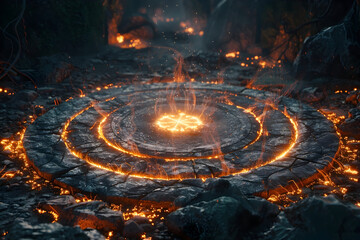 Enchanted Ritual Circle Warding Off Dark Forces in Isolated 3D Rendering - obrazy, fototapety, plakaty