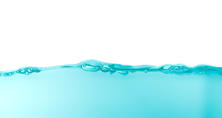 Clean blue water splashing ripples isolated on white background. Earth day and Environment concept.