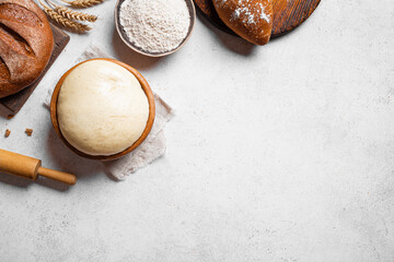 Bowl of fresh dough, baking or pastry concept