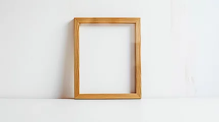 Poster  The simplicity of a lone wooden frame against a pristine white canvas, inviting imagination to fill its empty space © Iqra