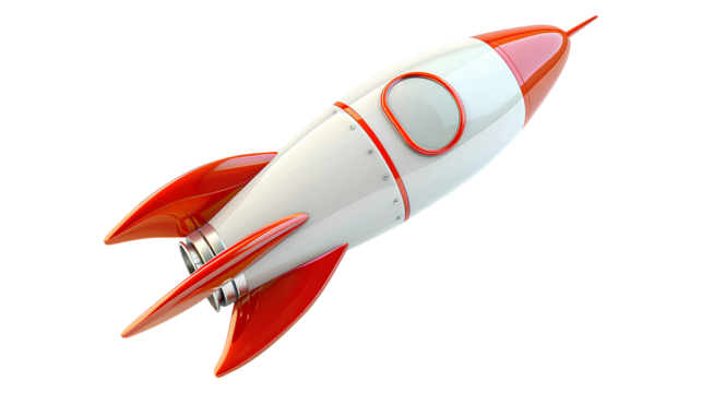 Space rocket isolated on a transparent background
