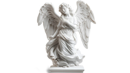White angel statue angel isolated on a transparent background