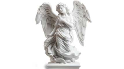 White angel statue angel isolated on a transparent background