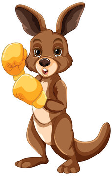 Animated kangaroo with boxing gloves ready to fight