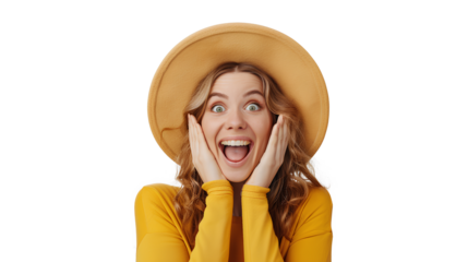 portrait of a woman screaming isolated on a transparent background
