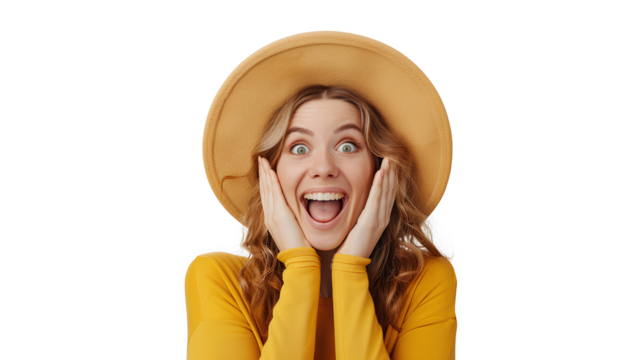 portrait of a woman screaming isolated on a transparent background