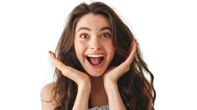 portrait of a woman screaming isolated on a transparent background
