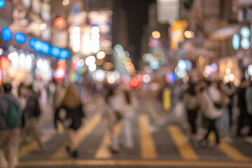 Blurred Mongkok District at night in Hong Kong, China. Mongkok in Kowloon Peninsula is the most...