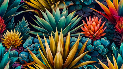 Close up of colorful Succulents And the shape of the beautiful leaves.Succulents beautiful pastel colors.
