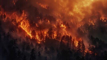 Fototapeta na wymiar Forest fire in the mountains