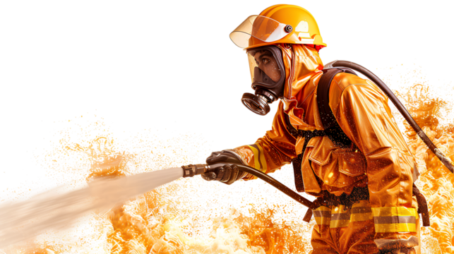 Fireman helmet adult extinguishing isolated on a transparent background