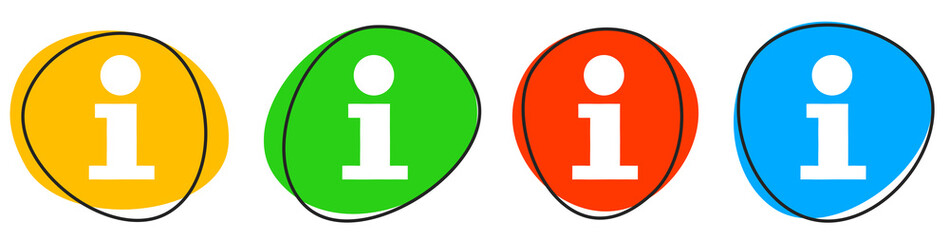 4 bunte Icons: Informationen - Button Banner