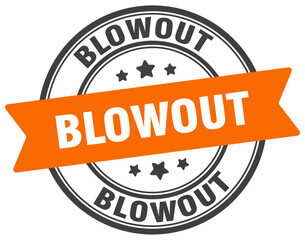 blowout stamp. blowout label on transparent background. round sign