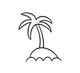 Children drawings of palm. Kids doodle beach island and wave. Hand drawn desert island and palm trees. Vector illustration isolated on white background. - 787963131