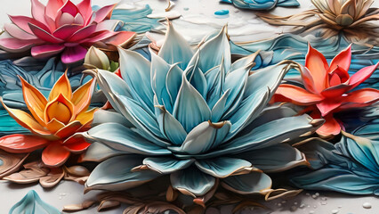 Close up of colorful Succulents And the shape of the beautiful leaves.Succulents beautiful pastel colors.
