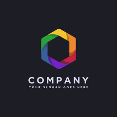 Modern colorful Hexagon Logo Icon vector template on black background