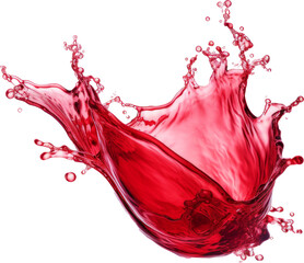 red clear juice or wine water splashing isolated on white or transparent background,transparency