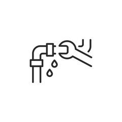 Plumbing repair icon. Simple wrench and pipe icon depicting plumbing repair or maintenance work. Vector illustration