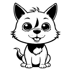Fototapeta premium Black and white cartoon . Pattern for T-shirt, covers. Generated by Ai
