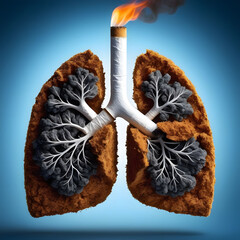 Close up young man smoking a cigarette