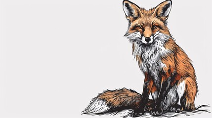 Hand-drawn sketch of a fox in a wild animal illustration.