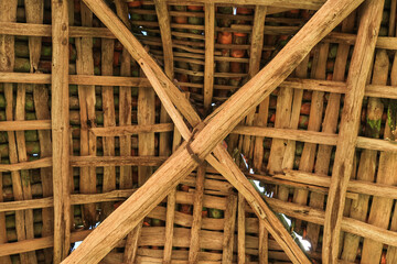 Roof ancient poles vault truss roof tiles art history - obrazy, fototapety, plakaty