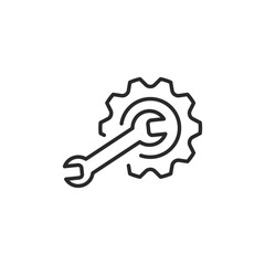 Wrench and gear icon. Simple icon for maintenance, mechanical work and system adjustments. Ideal for industrial and engineering applications in web design and user interfaces. Vector illustration.