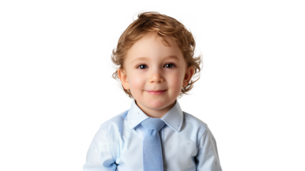 Portrait of a smart boy isolated on a transparent background