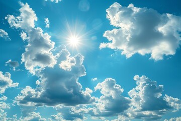 Under the heavenly bright blue sky, serene clouds create a tranquil atmosphere on this refreshing, peaceful day