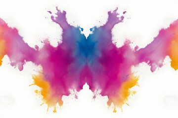 Fototapeta premium Photo colorful Rorschach inkblot test isolated on white. Generative AI