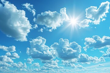 Under the heavenly bright blue sky, serene clouds create a tranquil, refreshing atmosphere on this peaceful, sunny day