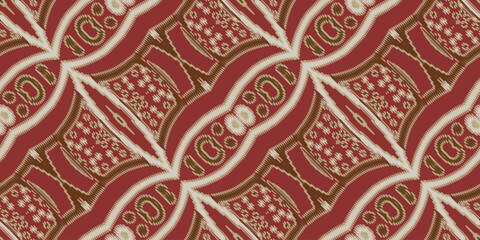 Fabric ethnic tribal pattern art. Ethnic ikat seamless pattern. American and Mexican style. Design for background, wallpaper, illustration, fabric, clothing, carpet, textile, batik, embroidery.