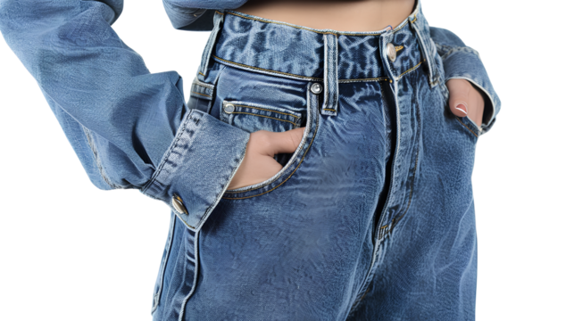 Fashion sleevs jeans adult isolated on transparent background