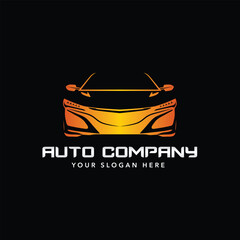 orange color auto car logo design modern illustration template vector
