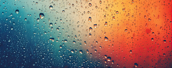 Raindrops on window with abstract background. - obrazy, fototapety, plakaty