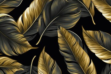 A luxurious and exotic wallpaper featuring a tropical leaf pattern