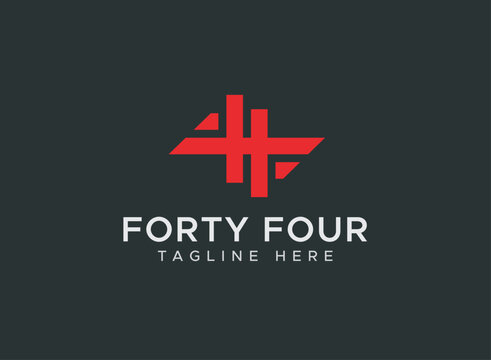 Introducing our dynamic "Number 44" logo design template, this logo used for numbers, celebrate, signs, age, anniversary, birthday, badge, 44 logos, 4t, forty four, wedding, marriage, invitation