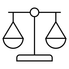 Scale icon. Scales of justice icon. Vintage scale in balance and equilibrium. Vector icon of justice scales collection design. Vector illustration
