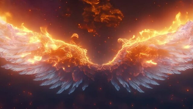 Angel wings, fiery wings, footage, 4k footage, videos, slow motion