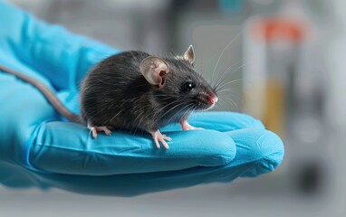 Laboratory Mouse on Gloved Hand